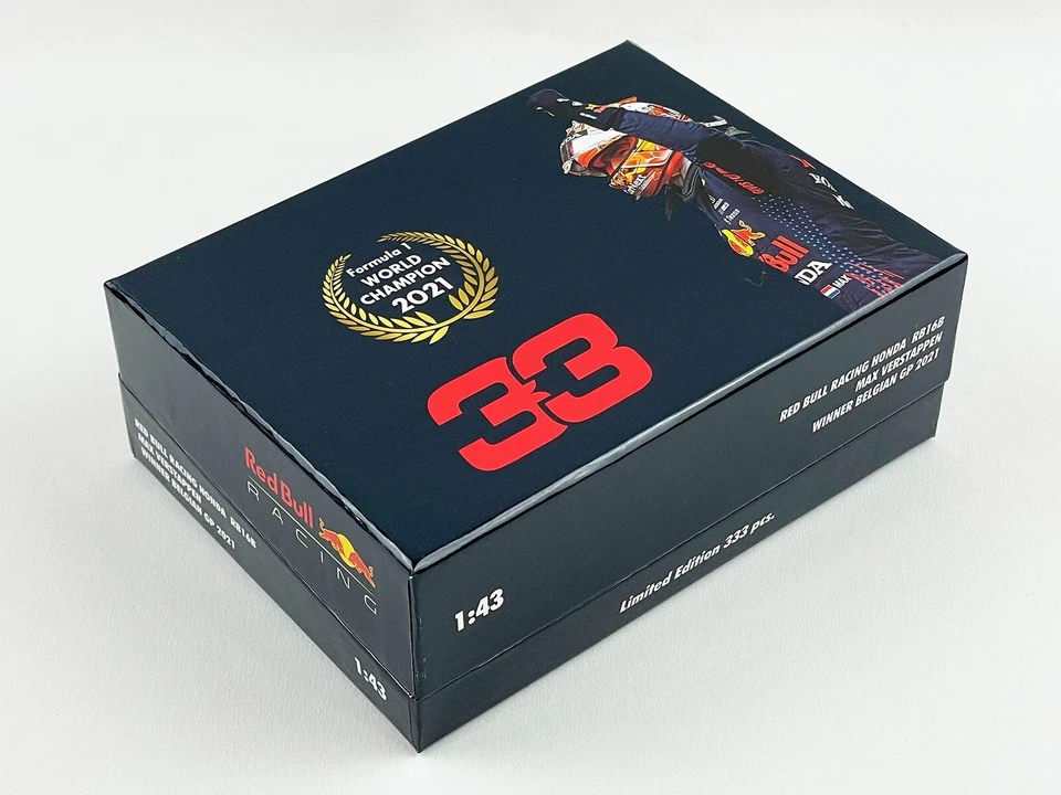 Red Bull F1 RB16B Max Verstappen Belgium SPA 2021 World Champion 1:43 MINICHAMPS - Image 1 of 4
