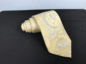 Corbata de seda de cachemira púrpura y oro amarillo de 3,5""/59,5"" para hombre - Imagen 1 de 6