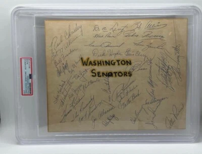 Equipo de los Senadores de Washington 1959 firmado losa cortada automática PSA/ADN 8x10 Foto 1 de 3