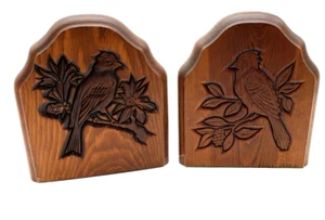 Carved Wooden Birds Book Ends 7" - Picture 1 of 5