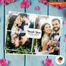 3 Foto Matrimonio Thank You Cartoline Personalizzato 50 100 200