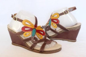 L'Artiste Spring Step Ronella Multi Strappy Wedge Leather Sandals ~41/10 M3020 - Picture 1 of 8