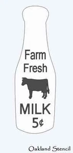 PLANTILLA *Leche Fresca de Granja 5 centavos* con Botella de Vaca en Forma de Letreros--País - Imagen 1 de 1