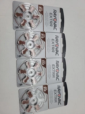 RAYOVAC EXTRA Size 312 Hearing Aid Batteries - 1.45V  - 4 Packs Of 6 Exp 11/25 - Image 1 of 3