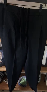 Vince Women’s Trousers L Black Elastic Back Drawstring Cuffs Viscose - Picture 1 of 9