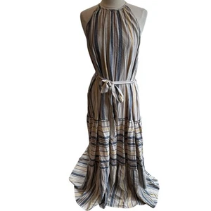 THE LIMITED Maxi Dress Sleeveless Striped Linen Tier Halter Size XL NWT $110 - Picture 1 of 8