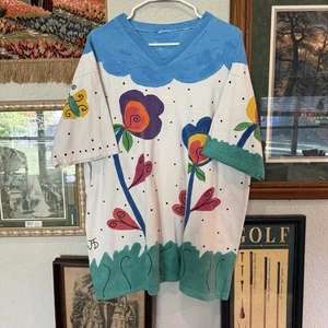 Vintage Artist Signed AOP Abstract Art Colorful Floral 1 Of A Kind Artwork Large - Picture 1 of 8