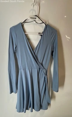 Vestido envolvente Forever 21 azul manga larga cuello en V talla grande para mujer Foto 1 de 4