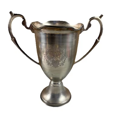 复古银盘奖杯双手柄大号蚀刻花卉 — 第 1/4 张图片