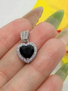 2 kt Herzschliff simulierter schwarzer Diamant Damen Anhänger in 14 Karat Weißgold vergoldet - Bild 1 von 4