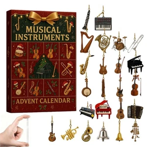Music Instrument Advent Calendars 2025 | 24 Day Musical Tree Ornament Christmas - Picture 1 of 14