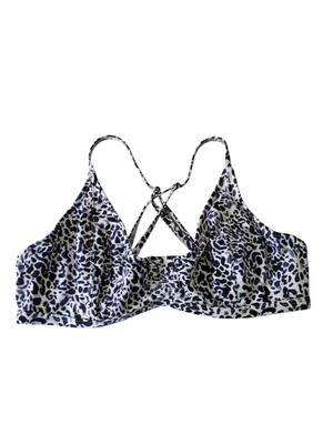 Athleta Bra Womens 34 B C T-Shirt Animal Print Blue Cheetah Leopard Underwire - Image 1 of 4