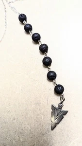 SILVER ARROWHEAD NECKLACE WITH LAVA STONES - Picture 1 of 2
