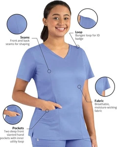 Maevn Matrix Doble Cuello en V Top 3 Bolsillos Estilo 3501 Tallas XXS a 3XL - Imagen 1 de 24