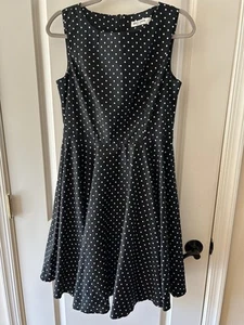 Grace Karin Medium Black & White Polka Dot Dress Classic Simple Fit & Flare - Picture 1 of 6