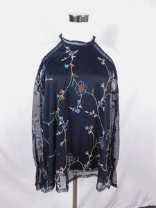 Potter's Pot Camicetta nera con supporto a rete ricamata strega gotica - Foto 1 di 11