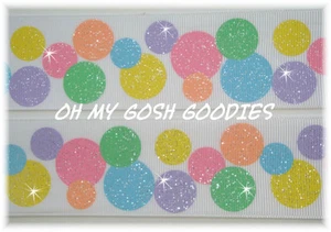 2 1/4 GLITTER RAZZLE DAZZLE DOTS PASTEL JUMBO GROSGRAIN RIBBON MIX 4 HAIRBOW BOW - Picture 1 of 1