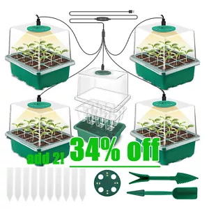 More details for plant propagator seed tray set with full spectrum usb grow lights (pack of 5)