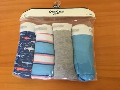 NUEVO CON ETIQUETAS Oshkosh Niños Calzoncillos Ropa Interior 4 pares/paquete Tiburón, Sólido, Rayas muchas tallas Foto 1 de 2