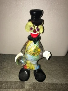 Mid-Century Venetian Italy Murano Style Hand-Blown 7" Art Glass Clown w/ Sticker - Picture 1 of 11