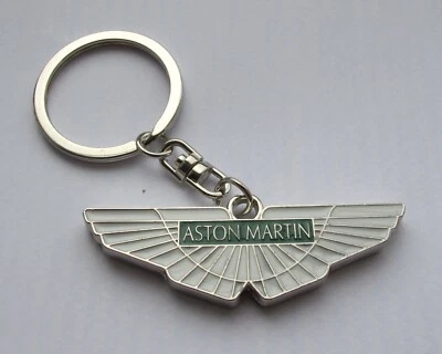 Aston Martin Keyring Wings keychain Chrome and Enamel Large size keyfob NEW