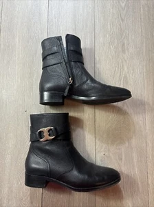 Botines Tory Burch para mujer talla 7 M botas de cuero granulado negro otoño invierno - Imagen 1 de 7