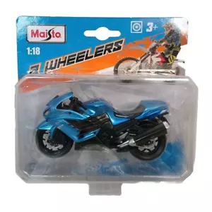 Maisto 1/18 Fresh Metal 2 Wheelers Kawasaki Ninja ZX 14R Metallic Blue - Picture 1 of 7