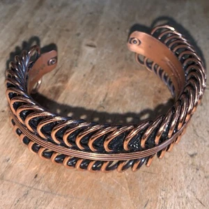 Vintage Mid-Century Modern RENOIR Double Coil Copper Cuff Bracelet 6.75" MCM - Picture 1 of 9