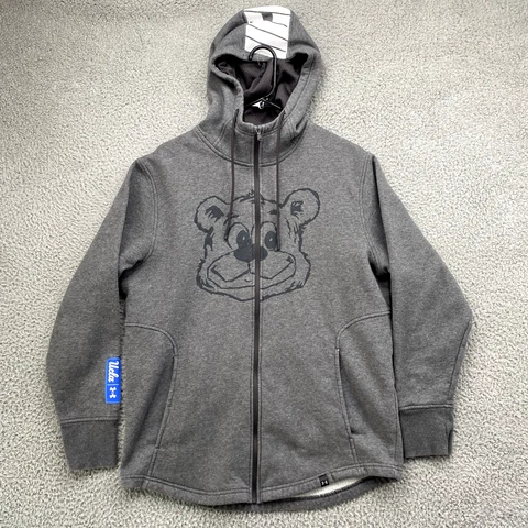 Under Armour UCLA Bruins Sweatshirt Mens Large Gray Full Zip Hood Cartoon Bear Cover