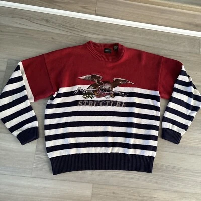 Vintage Structure Sweater Mens M Eagle USA Flag Patriotic Made In Hong Kong - Image 1 of 4