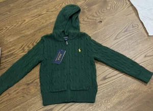 Polo Ralph Lauren Boys Hooded Cable Knit Zip Up Sweater, Size 5 - Picture 1 of 4