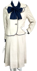 Vintage Baron Peters Dress Jacket Suit Shantung Silk Bow Sparkle Buttons S EUC - Picture 1 of 19