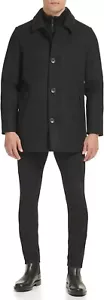 Kenneth Cole Men's Wool Single Breast Front Inner Quilted Wing Collar Coat BLK M - Picture 1 of 5