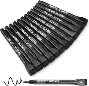 12 Pcs Magnetic Dry Erase Markers Fine Tip, Thin 1 Count (Pack of 12), Black - Picture 1 of 7