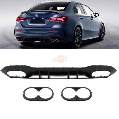 PARTS4TUNING Rear Diffuser Gloss Black suitable for MERCEDES A-Class V177 SEDAN A45 AMG