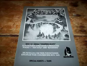 METALLICA (CREEPING DEATH) 1987 Vintage 8""x10"" rivista britannica PROMO Annuncio Nuovo - - Foto 1 di 1