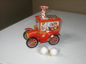 Soffiatore a sfera allegro giocattolo latta auto circo vintage anni 50 KO made in Japan - Foto 1 di 6