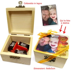 Cofanetto in Legno Personalizzato con Foto cioccolatini Dedica Festa del Papà - Imagen 1 de 2