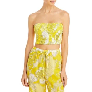 Faithfull the Brand Womens Cotton Printed Strapless Top Yellow Size US 2 - Picture 1 of 2