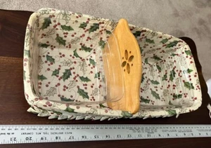 Longaberger 1998 Bread Basket Combo Liner 2 Protectors Wood Divider EUC - Picture 1 of 5