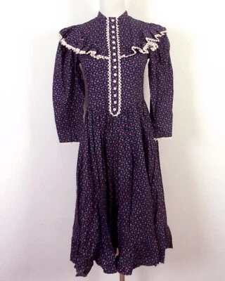 Vestido Pradera Floral Pequeño ReTrO Vintage Años 70 Hippie Boho Festival Garra Cremallera Talla 2 Foto 1 de 4