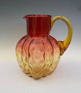 Antique Ruby Cranberry Amberina Blown Glass Coinspot Phoenix Pitcher - Picture 1 of 6