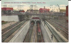 Anfahrt und Eingang zum Detroit River Tunnel, Detroit, Mich 1911 Postkarte - Bild 1 von 2