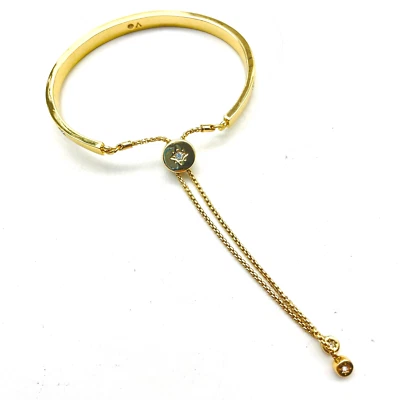 VO Rhinestone Slide Bracelet Gold Tone Adjustable Lariat Bling Sparkle Holiday - Image 1 of 4