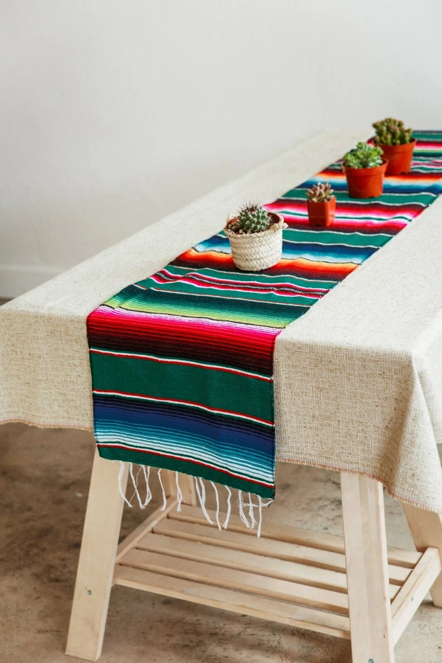 FIESTA MULTI Verde MESA CORREDOR SUROESTE 14"x72" Serape Saltillo Fiesta Decoración Foto 1 de 1