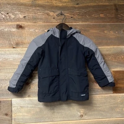 Chaqueta de Invierno Lands End Squall Impermeable Aislada Talla Juvenil Pequeña Negra Gris Foto 1 de 4