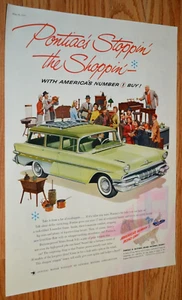 1958 PONTIAC STAR CHIEF SAFARI WAGON ORIGINAL LARGE VINTAGE ADVERTISEMENT AD 58 - Picture 1 of 1