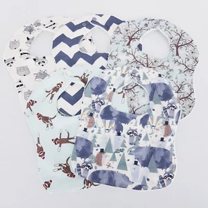 Baby Bibs Blue Black White Animal Mixed Prints 5 x Pack 100% Cotton Handmade New - Picture 1 of 14