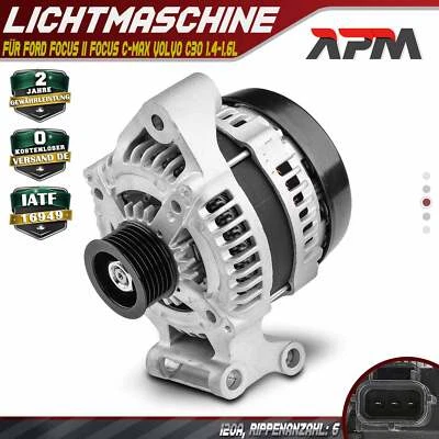 Generatore alternatore 120A per Ford Focus II Focus C-Max Volvo C30 1.4-1.6L - Immagine 1 di 4