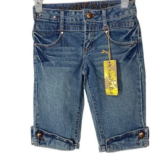 Rampage Girls Bermuda Shorts Sz 7 Cuffed Leg Embroidered Pockets - Picture 1 of 5
